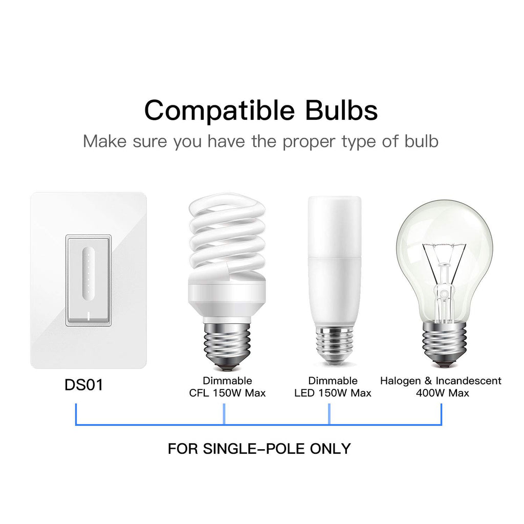 Treatlife Smart Dimmer Switch,400W,Neutral Wire Needed