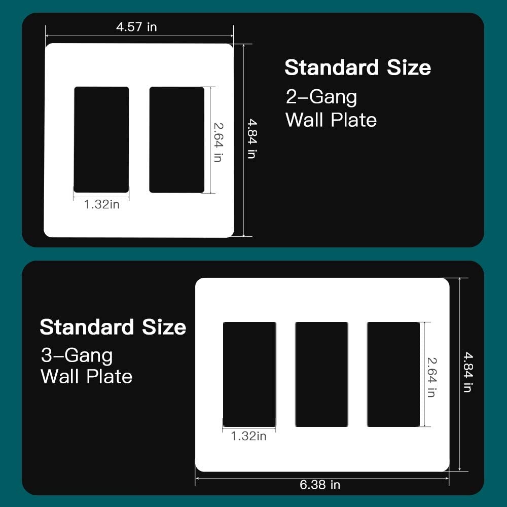 Treatlife Screwless 2-Gang Wall Plate, 1Pack
