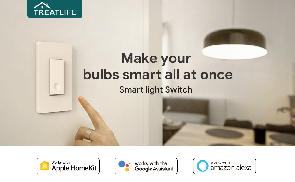 Treatlife Smart Light Switch Works with Apple HomeKit, Siri, Alexa, Google Home & SmartThings, Neutral Wire Required