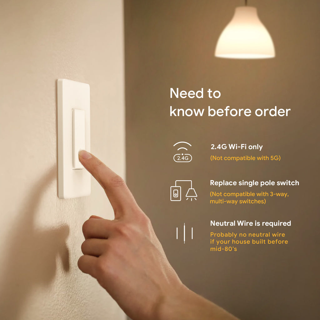 Treatlife Smart Light Switch Works with Apple HomeKit, Neutral Wire Required