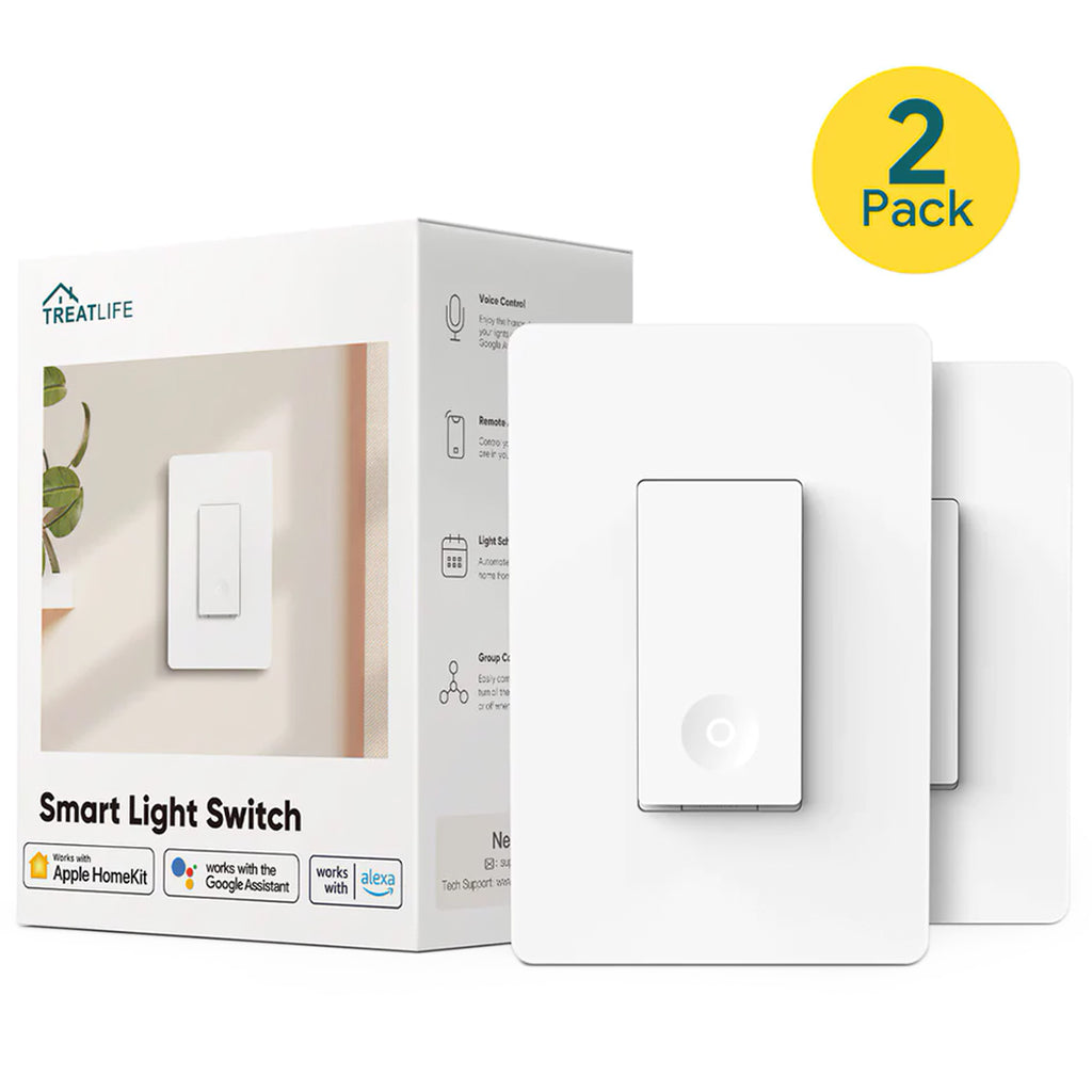 2 Pack Smart Light Switch - WiFi Wall Switches Work with Alexa