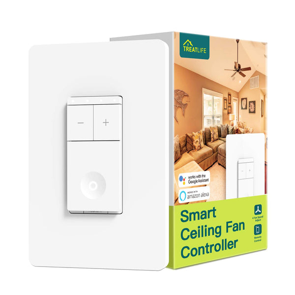 Treatlife Smart Ceiling Fan Control, 1.5A 4 Speed Fan Switch, Neutral Wire Required