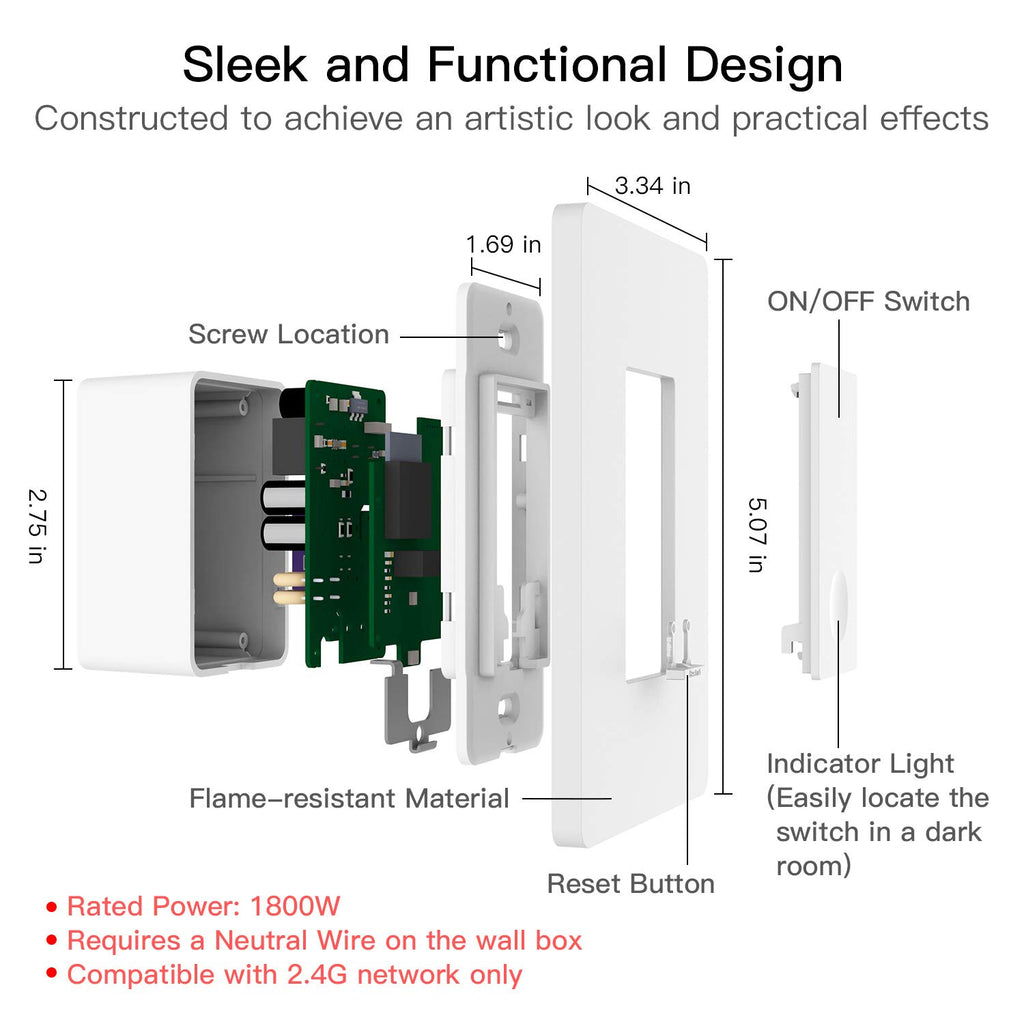 Treatlife 3 Way Smart Switch,Neutral Wire Required | TREATLIFE
