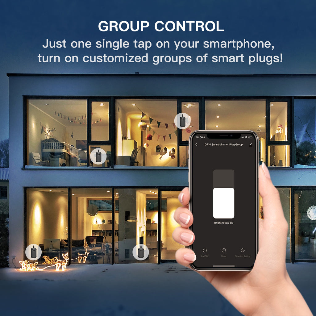 TREATLIFE Smart Dimmer Plug Outdoor Smart Plug Works with Alexa