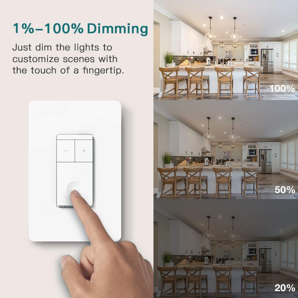 Treatlife 3-Way Smart Dimmer Switch,400W,Neutral Wire Required