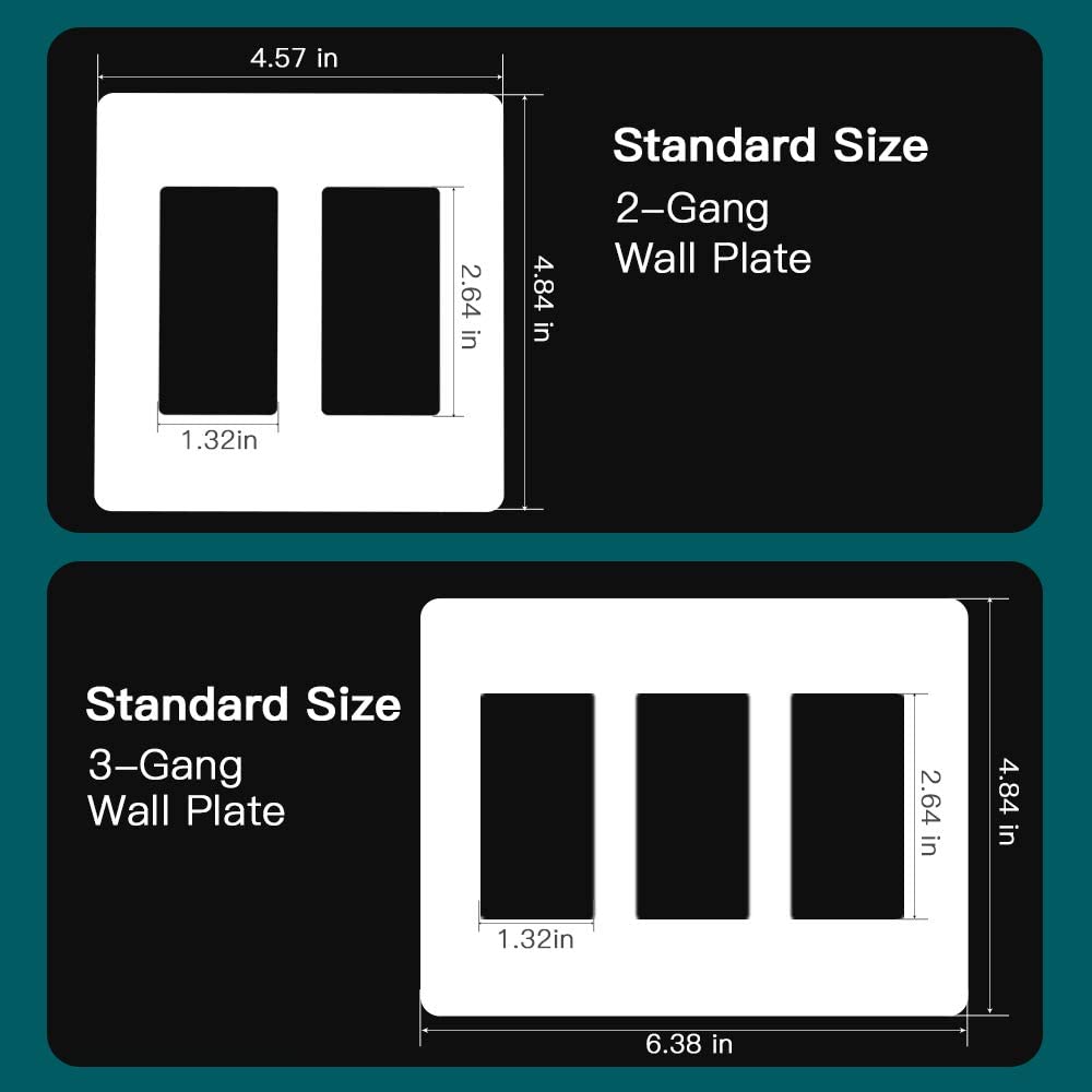 Treatlife Screwless Decorator 2-Gang Light Switch Wall Plate, Standard Size 1Pack