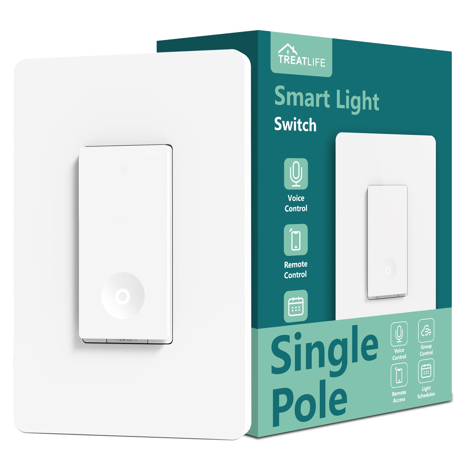 Treatlife Smart Light Switch,Neutral Wire Needed, 1 Pack SS02S-1P